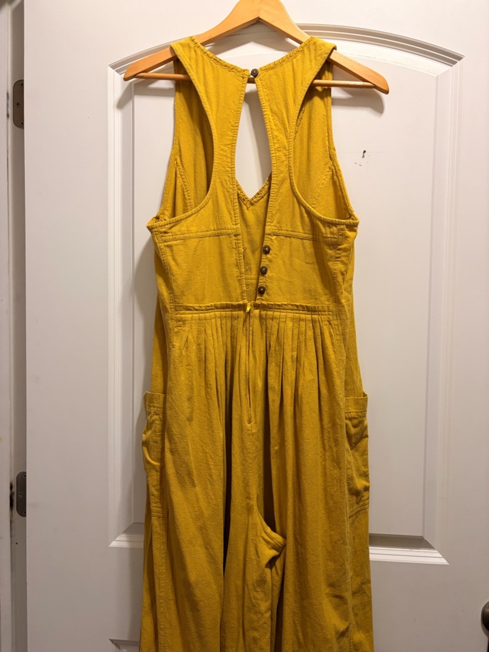 Free People Honey Yellow Keyhole Wide-Leg Jumpsuit - Picture 6 of 10